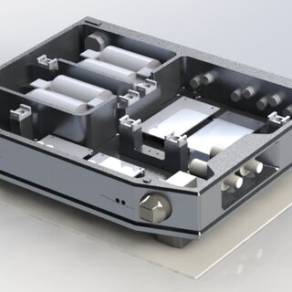 3D model of electronic enclosure with internal structural layout
