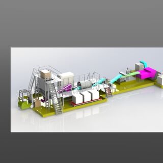 3D layout of large-scale production line setup created by TF Design