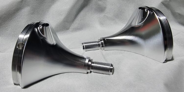 Precision-machined aluminium cone fittings with threaded stems by TF Design