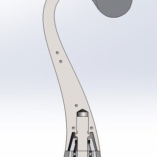CAD model of internal mechanism within a curved robotic component